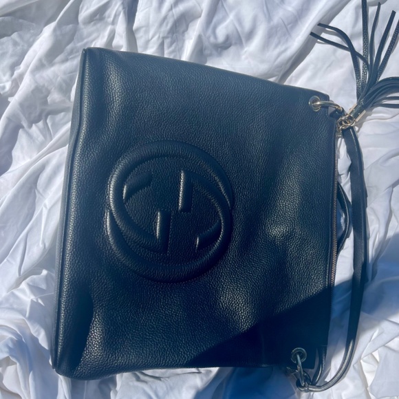 GUCCI BLACK GG DISCO SOHO LEATHER HOBO HANDBAG 536194 - Picture 11 of 16